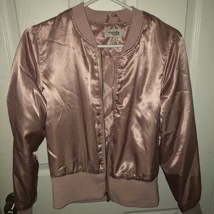 Satin pastel pink bomber jacket